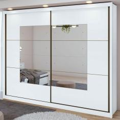 Guarda-roupa Casal Toronto 2 Portas 6 Gavetas Com Espelho 100% Mdf Branco - Móveis Lopas
