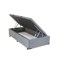 Cama Box Baú Solteiro Chenille Cinza - 088x188