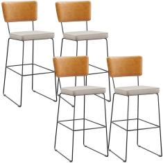 Kit 04 Banqueta Alta Cozinha Allana L02 Whisky Cru