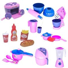 Kit Eletro Brinquedo Menina Cozinha Panela Lanche 22 Peças - Altimar