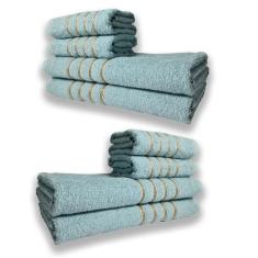 2 Jogos De 4 Toalhas 4 Banho 4 Rosto Dubai 100% Algodão Verde Claro