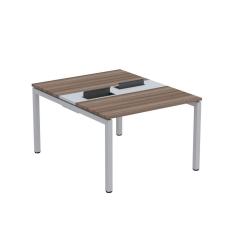 Mesa Plataforma Dupla com Pé de Aço para Coworking 120X140/2P PDC12/14/2P Walnut/Cinza