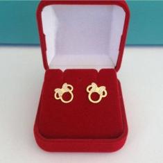 Brinco Infantil Minnie Banhado A Ouro