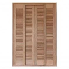 Porta Balcão de Correr Quadriculado 6 Folhas Cedro Arana 215cmx160cmx15cm Isabela Revestimentos Natural