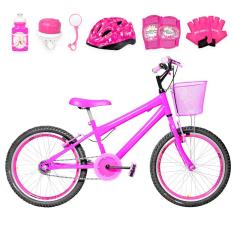 Bicicleta Infantil Aro 20 Aero + Kit Proteção Cor Pink