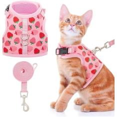 BINGPET Arnês para gatos com coleira à prova de fuga – Coleira de malha moderna para passear com cães, ajustável para gatinhos, filhotes, pequenos animais