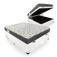 Cama Box Com Baú Casal + Colchão De Espuma D33 - Ortobom - iso 100 138x188x60cm Branco