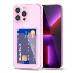 Svanove Capa carteira para iPhone 13 Pro com suporte para cartão, linda capa feminina transparente para cartão de crédito, capa de câmera rígida de borracha de silicone fina para mulheres e homens,