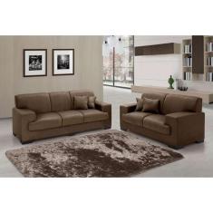 Conjunto Sofá 2 e 3 Lugares Manuela Marrom Império Estofados