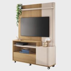 Estante Home Theater com Rodízios para TV até 50'' Budy Freijó / Off White G26 - Gran Belo