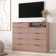 Cômoda Bartira Versatti Com 9 Gavetas E Nicho Avelã