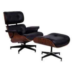 Poltrona Charles Eames com Puff - Preto - Abra Casa