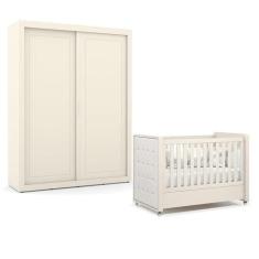 Berço Americano com Capitonê New Boucle e Guarda Roupa Tutto New 2 Por