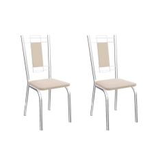 Cadeira Sala de Jantar Florença 2C005 Kit Cromado Courano Nude