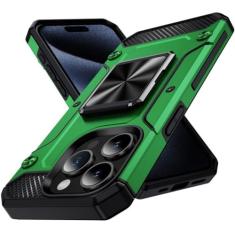 Capa de telefone à prova de choque com suporte de anel giratório de 360° para iPhone 15 14 Plus 13 12 Pro Max Capa de preservação de plástico rígido, verde, para iPhone 12 Pro Max