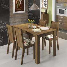 Conjunto Sala de Jantar Rosie Madesa Mesa Tampo de Madeira com 4 Cadei