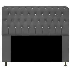Cabeceira Lady Estofada com Strass 140 cm para Cama Box de Casal Corano Cinza Quarto - AM Decor