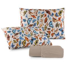 Jogo de Lençol Casal 03 Pçs C/ Elástico Malha 100% Algodão Estampado -