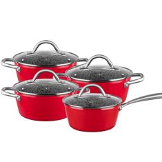 Jogo De Panelas mta Stoneflon Granito Vermelho Antiaderente Gourmet