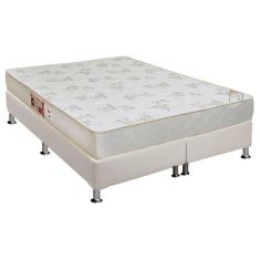 Cama Box Queen: Colchão Espuma Castor D33 Sleep Max Relax + Base crc Courano White(158x198)
