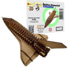 Brinquedo Educativo Quebra Cabeça 3D Ônibus Espacial Columbia MDF - Mo