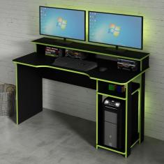 Mesa Gamer com Porta Cpu Tecno Mobili Preto/verde