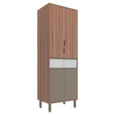 Paneleiro 70cm Louise 4 Portas Móveis Sul Nogal/damasco