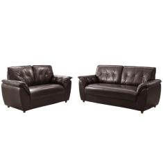 Sofá Rondomóveis 3 e 2 lugares R220 Cosmo revestimento em P.U  Café - 