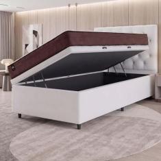 Conjunto Box Baú Atlanta Marrom 96x203x69 Espuma D45 - King House