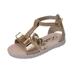 Sandália Papete Infantil Menina Laço Trança Dourada