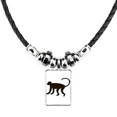 DIYthinker Colar de macaco preto com pingente de corda de couro Torque