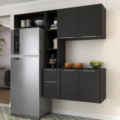 Cozinha Compacta Com Armário E Balcão Multimóveis Preta