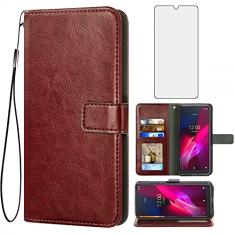 Asuwish Compatível com T-Mobile Revvl 5G capa carteira de vidro temperado protetor de tela de couro flip porta-cartão suporte capas de telefone para Tmobile Revvl5G T Mobile TCL Revel G5 T790W