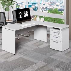 Escrivaninha L 150cm x 150cm Gaveteiro 3 Gav. Pé Painel F5 - F5 Office