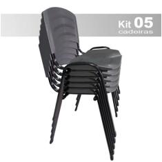 kit 5 Cadeiras Iso Plástica Fixa Cadeira Empilhavel Para Escritório Es