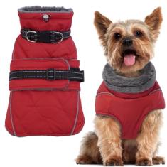 QBLEEV Casaco quente refletivo para cães, casaco de inverno ajustável, gola rolê, roupas de cachorro para clima frio, impermeável, de lã, para cães, colete para cães pequenos, médios e grandes