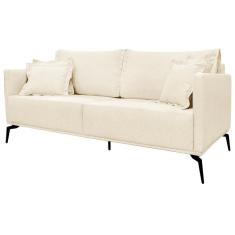 Sofa Sala De Estar Liv 2 Lugares Pes Aço Linho 231 Perola Ezz Perola