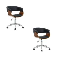 Kit 2 Cadeiras Escritório Diretor Giratória Regulável Preto