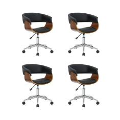 Kit 4 Cadeiras Escritório Diretor Giratória Regulável Preto