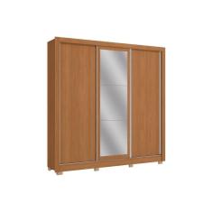 Guarda Roupa Casal CB01M570 Flex 3 Portas de Correr 2 Gavetas MDP com Espelho Canela, Off White Kappesberg