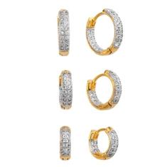 Kit De Brinco Trio Com 3 Argolas Cravejadas Micro Zircônia
