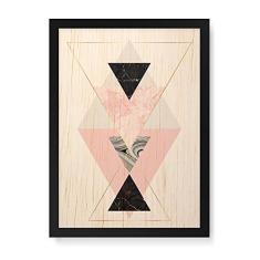 Arte Maníacos Quadro Decorativo em Madeira Geométrico Triângulos Ampulheta - 23x16,25cm (Moldura caixa em laca preta)