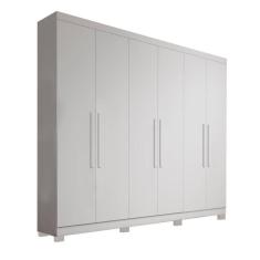 Guarda-roupa solteiro 6 portas 1,80m com pés - Sergipe-Branco - Bianchi Móveis - Bianchi Móveis