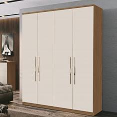 Guarda Roupa Casal 4 Portas 3 Gavetas Spazio Móveis Fazzio Freijó/off White