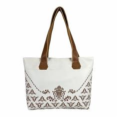 Bolsa Dia Dia Feminina Casual Arabescos Bege Magicc Bolsas