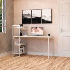 escrivaninha com estante studio snow e branca 135x115 cm