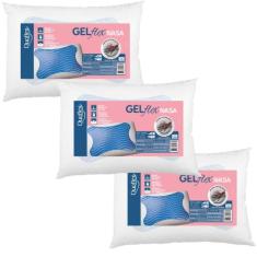 Kit 3 Travesseiros Gel Flex Nasa Baixo - Duoflex
