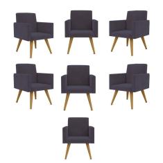 Kit 07 Cadeiras Poltronas Decorativa - Escritório - Recepção Cor:cinza