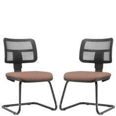 Kit 02 Cadeiras de Escritório Recepção Fixa Zip L02 Suede Rosê - Lyam Decor