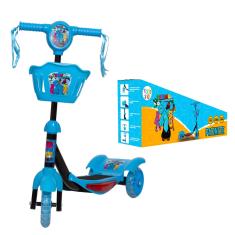 Patinete Turma do Problems Led Com Cesta Azul Para Crianças